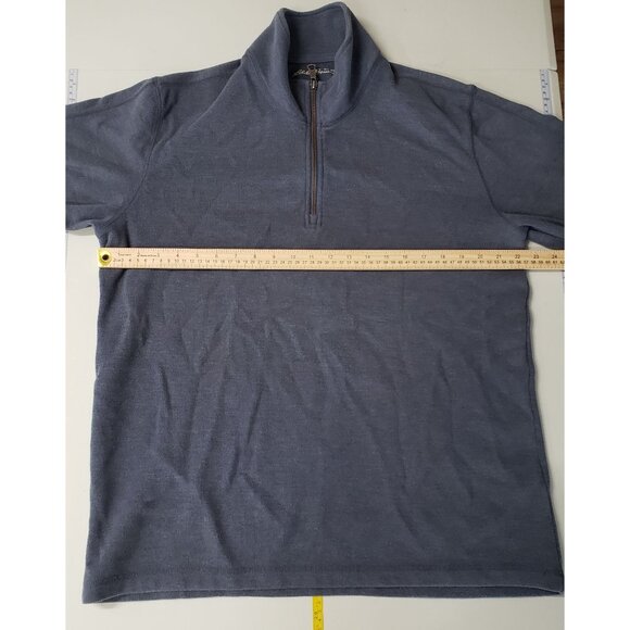 Eddie Bauer Mens Navy 1/4 Zip Pullover Sweater L Tall Casual Outdoor Layering - Picture 3 of 5